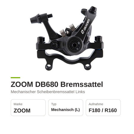 Bremssattel Zoom DB680 mechanisch links in Schwarz für E-Scooter – Bild 3