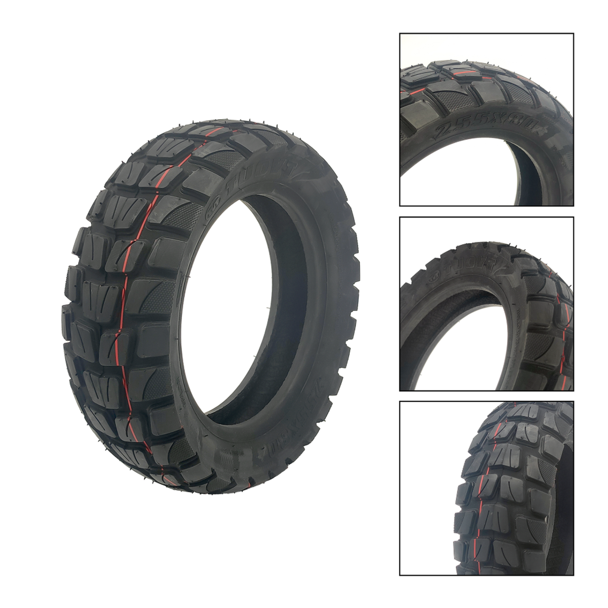 Set 255x80 Tuovt Off-Road Reifen mit 10x2.5 90/90° Ventil Schlauch – Bild 16