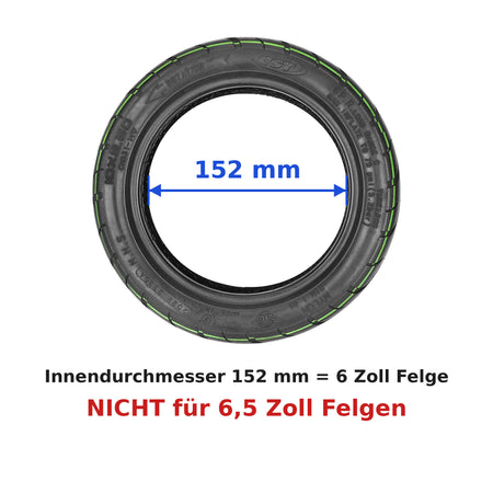 Innendurchmesser 152 mm = 6 Zoll Felge, nicht für 6,5 Zoll