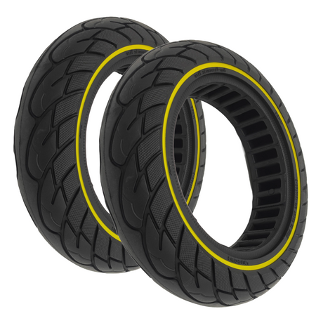 Vollgummi Reifen 10x2.5-6.5 Schwarz Gelb für E-Scooter 2er Set – Bild 1