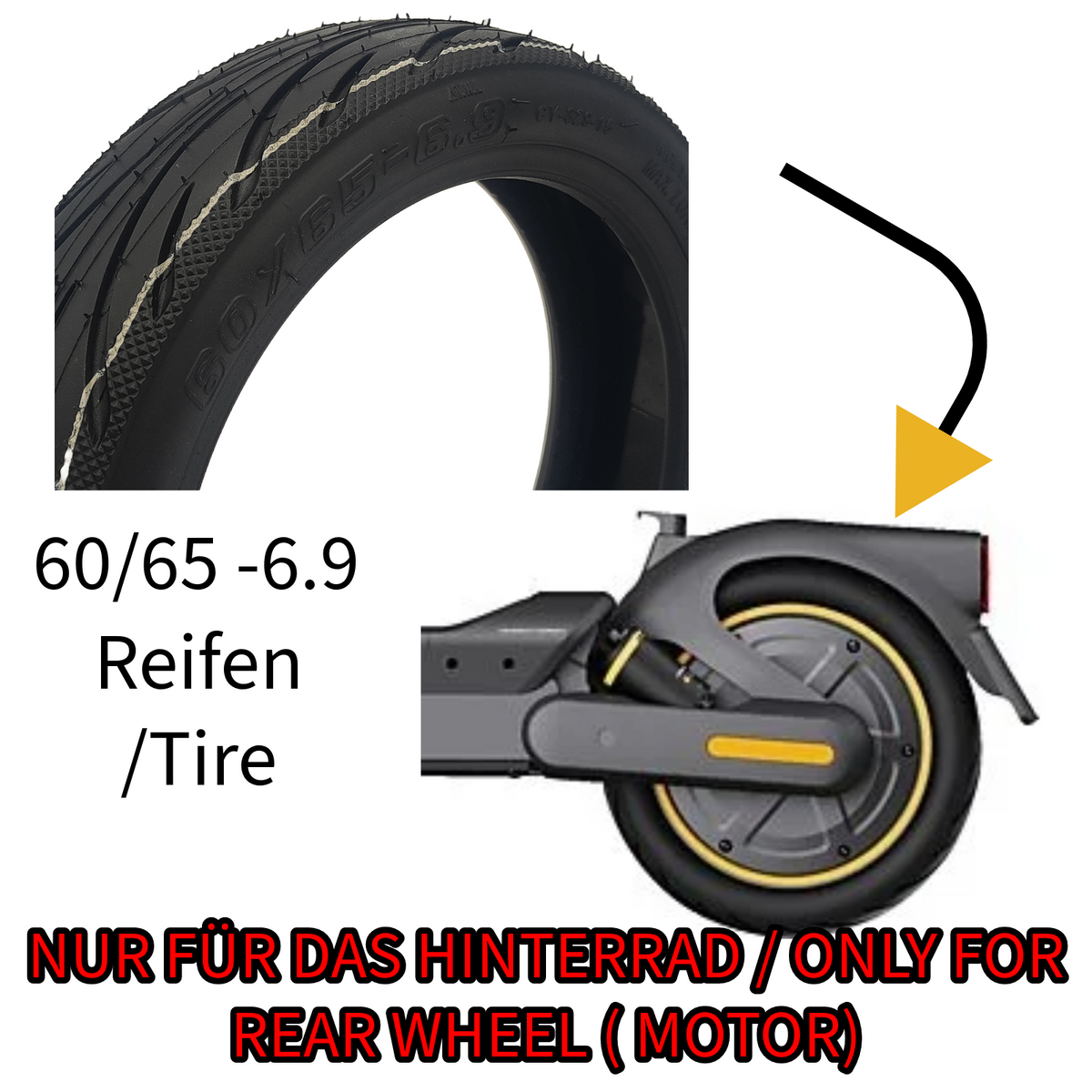 Segway Ninebot F3 Pro Reifen Hinten 60/65-6.9 Tubeless mit Gelschicht