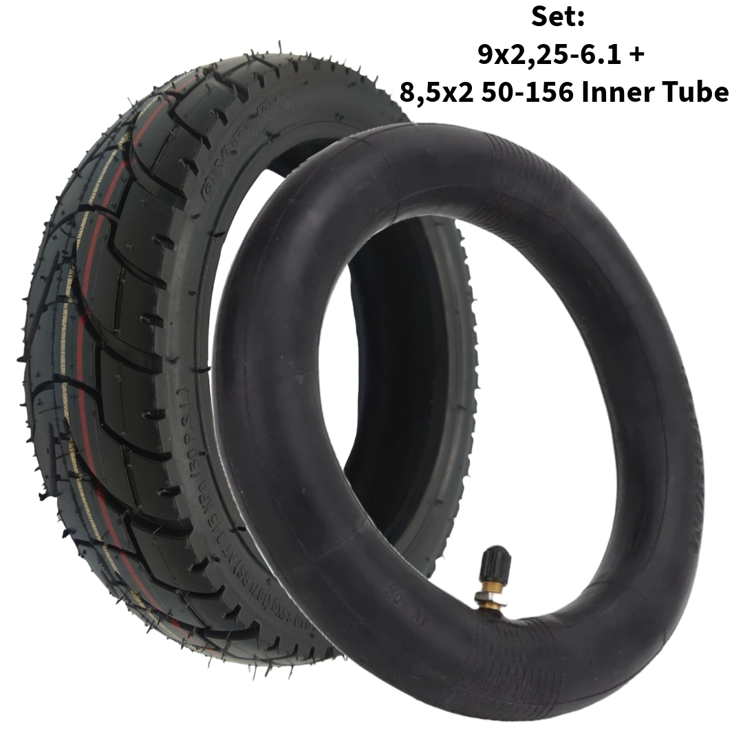 Reifen Schlauch Set 9x2.25-6.1 mit 8.5x2 (50-156) Schlauch gerades Ventil