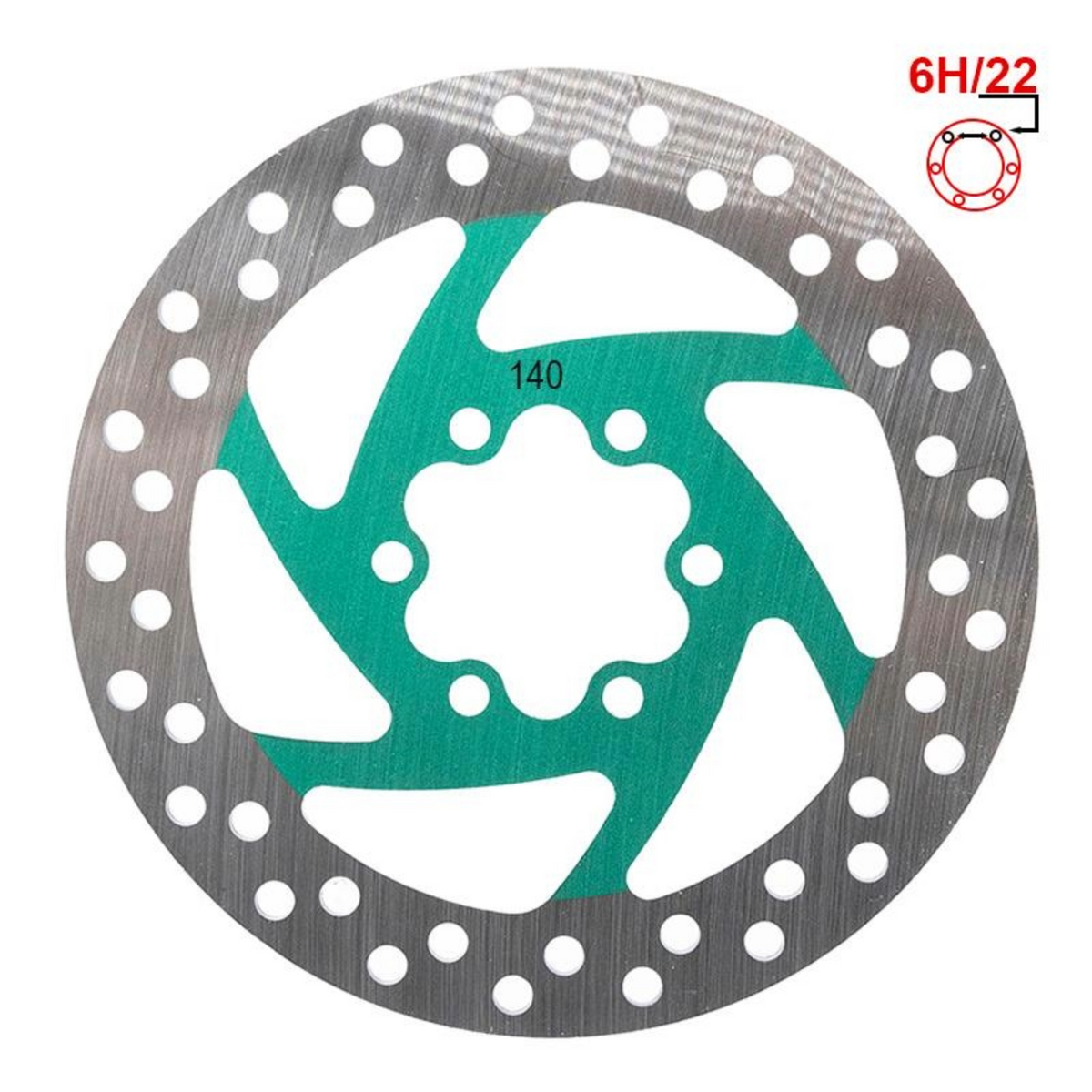 Bremsscheibe 140mm 6 Loch grün für E Scooter Aftermarket
