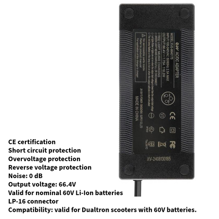 Ladegerät Netzteil Premium 66.4V 1.75A LP16 Anschluss mit Netzkabel für Dualtron