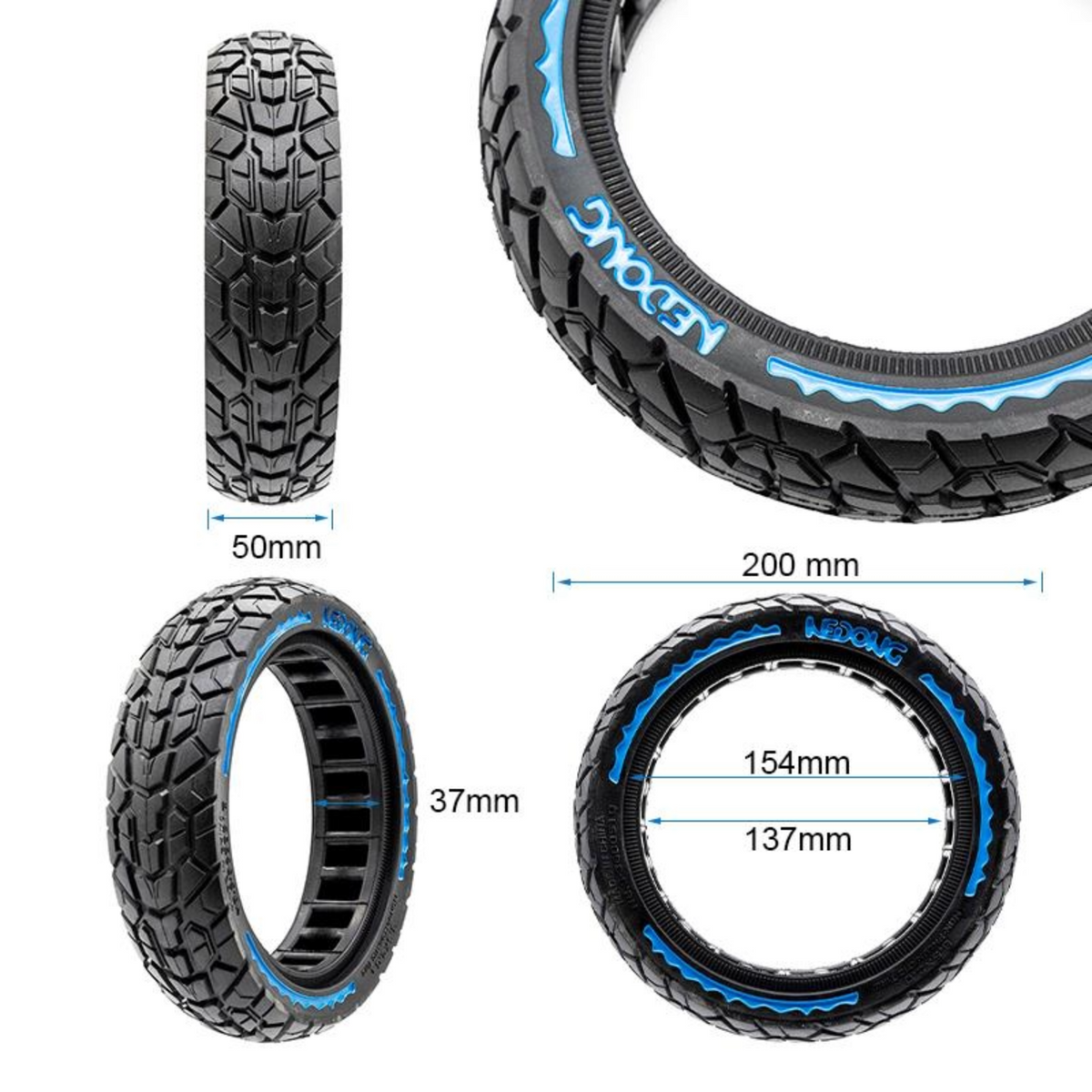 Vollgummireifen Off Road 8.5x2 (50-156) Blau Schwarz Nedong Ultraleicht