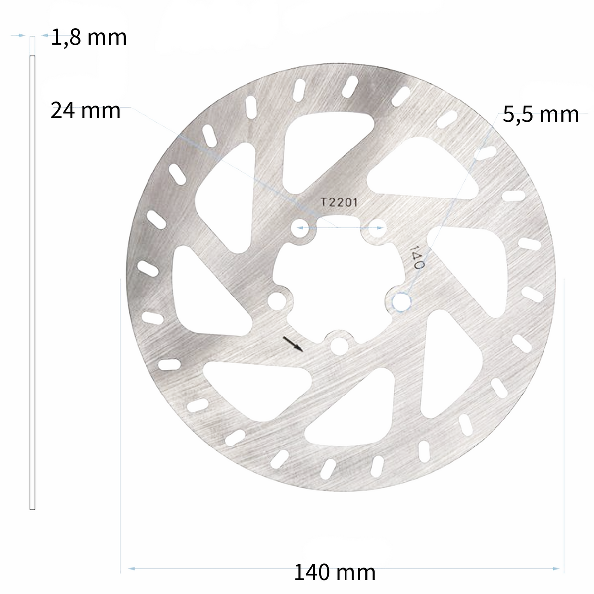 Original Bremsscheibe 140mm 5H für Xioami Mi 4 E-Scooter