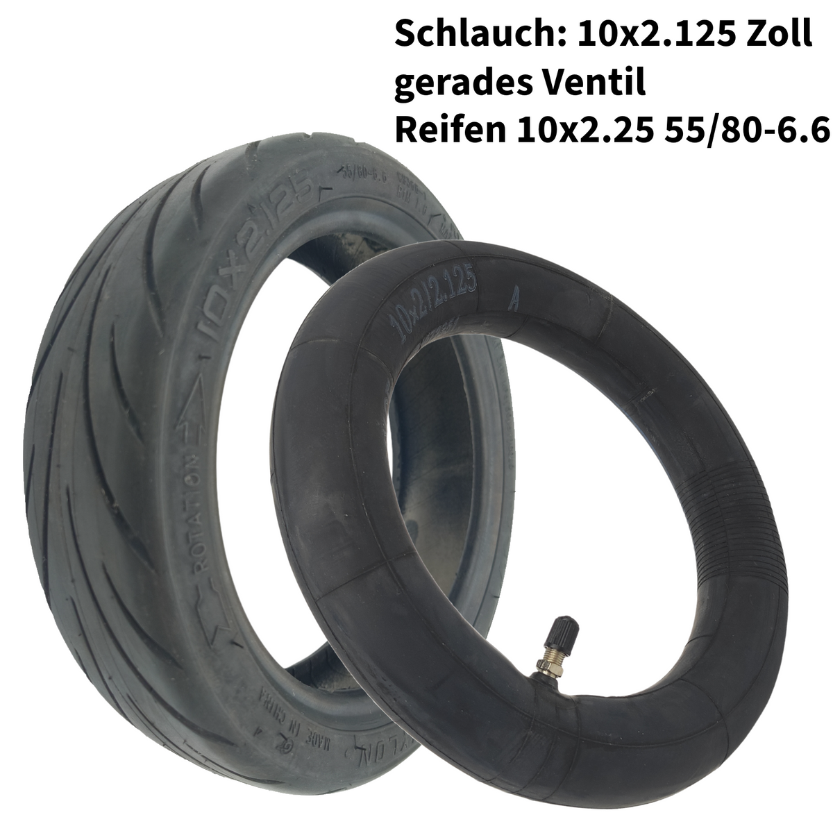 Odys Alpha X5 Reifen Set mit Schlauch 10×2,125-6,6 Zoll 55/80-6,6