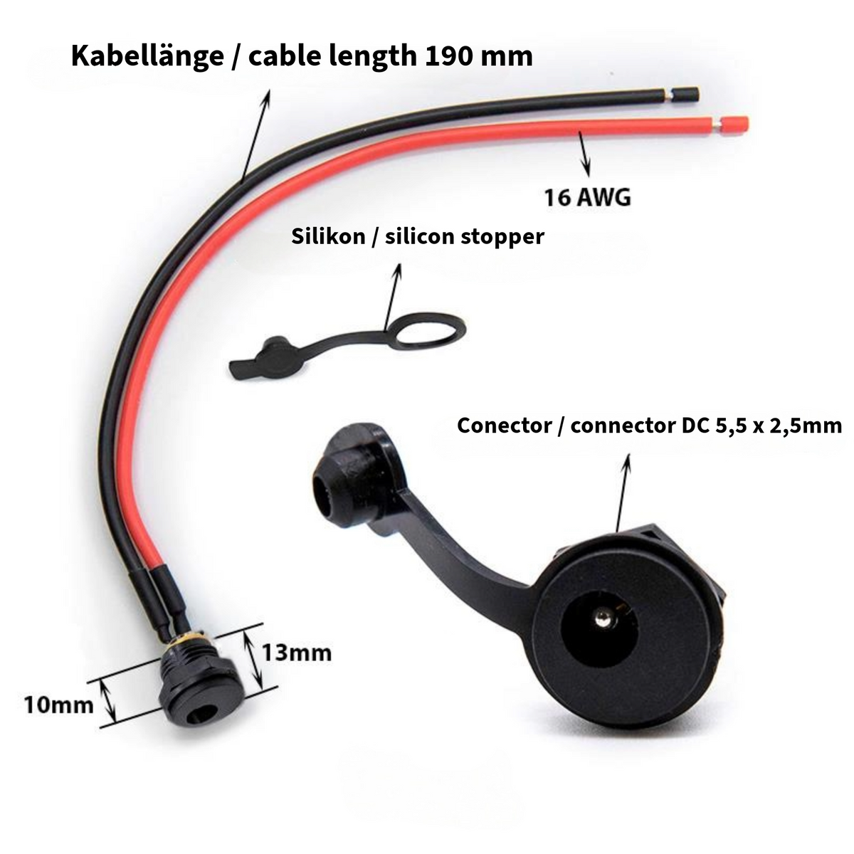 DC 5,5 x 2,5 mm Ladeanschluss für E-Scooter